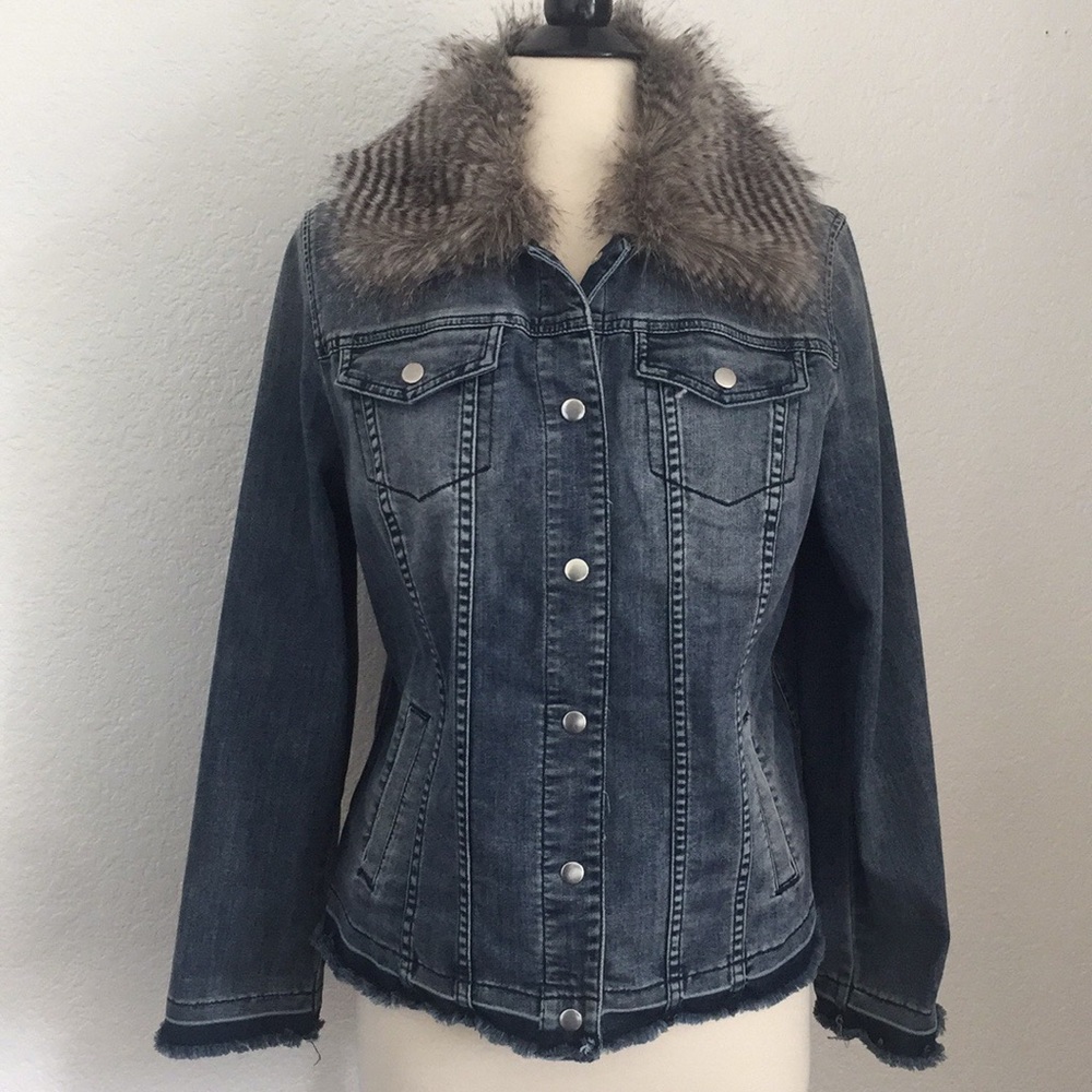 Jean Jacket removable fur Chico’s